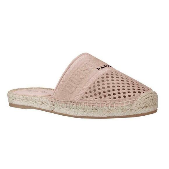 Dior Granville Clay Beige Nude Logo Canvas Backless Espadrille Slide Flat 42 - Picture 1 of 8